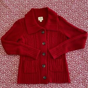 St John’s Bay Vintage Red Cable Knit Cardigan S